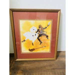 Annie Lee Jumping Broom Framed Picture Vintage Art